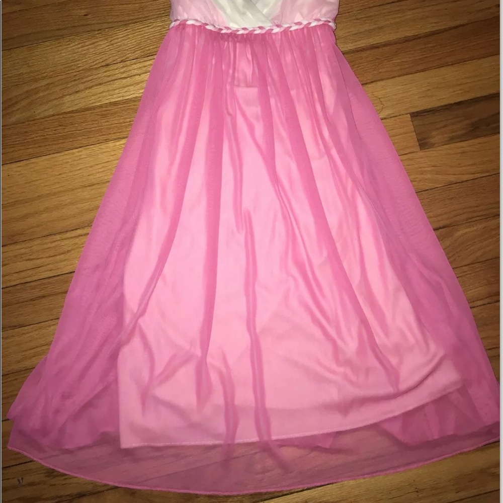 Ruby Rox Pink White Layered Flowy A-line Spaghetti Tank Dress Braided Belt Sz M - Picture 2 of 5